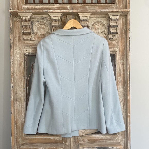 Rena Lange Wool Coat Light Blue sz 14 S-M - Picture 6 of 10